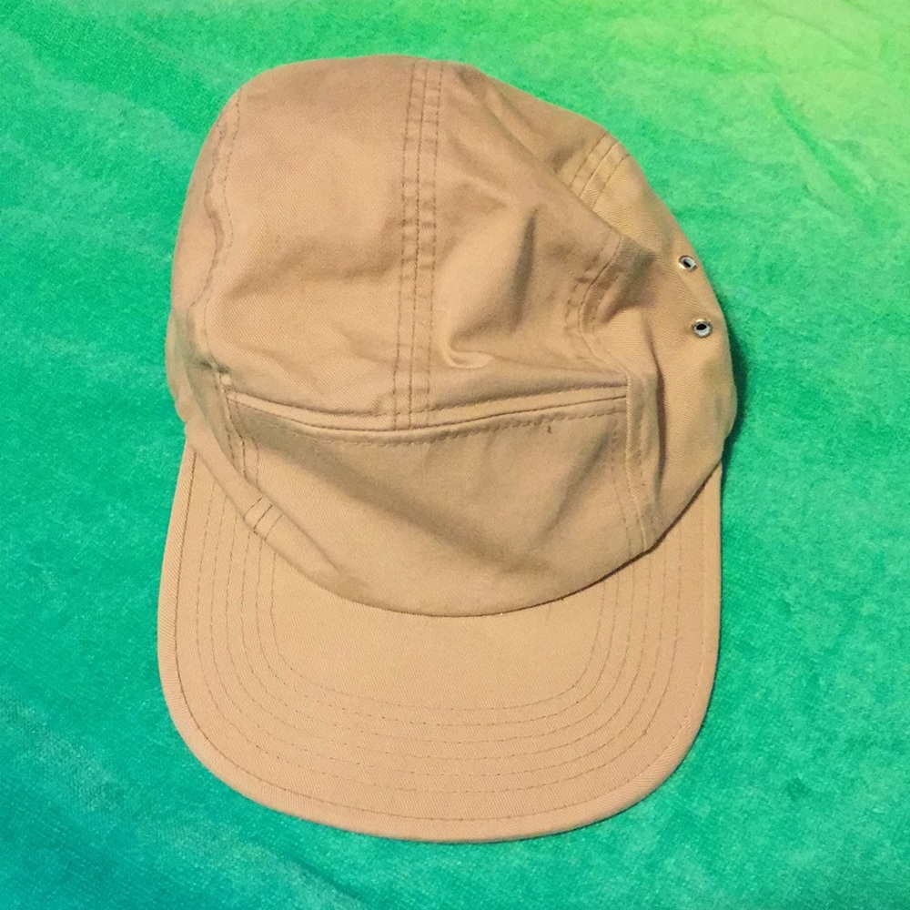 Khaki/Tan colored ‘Top Level’ plain 5 panel hat